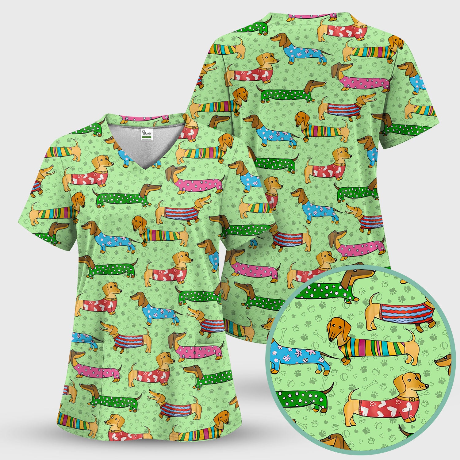 Dachshund Nursing Scrub Pants - Funny Wiener Dog Scrub Set - It’s Been a Long Day Medical Uniform for Women