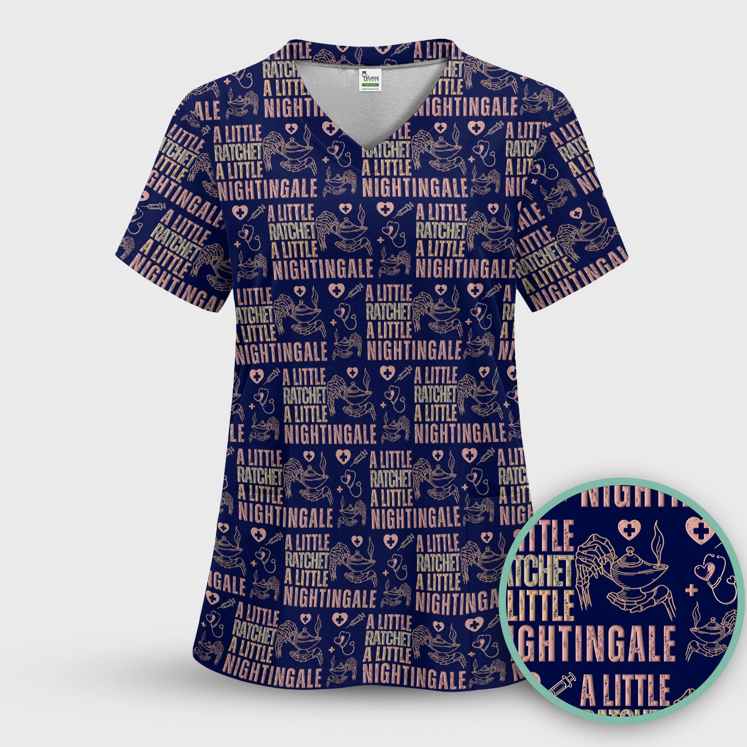 A Little Ratchet A Little Nightingale Nurse Scrub Top, Breathable Fabrics Nursing Uniform