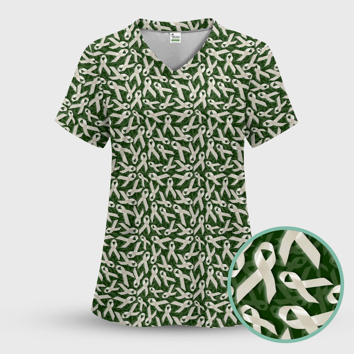 White Ribbon Lung Cancer Scrub Top - Awareness Nurse Shirt for Doctors & Nurses - Meaningful Gift for Survivors Supporters Loved Ones