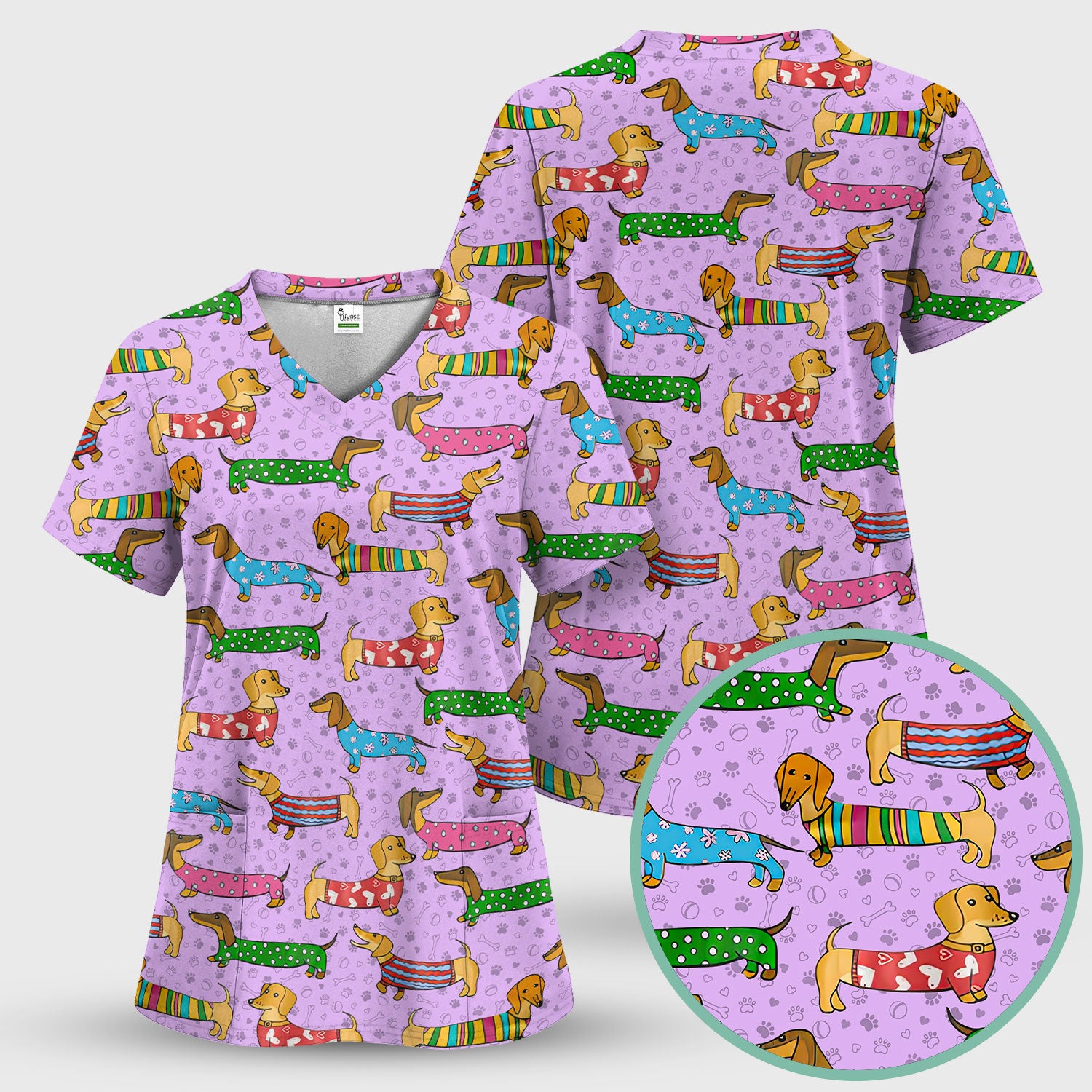 Dachshund Nursing Scrub Pants - Funny Wiener Dog Scrub Set - It’s Been a Long Day Medical Uniform for Women
