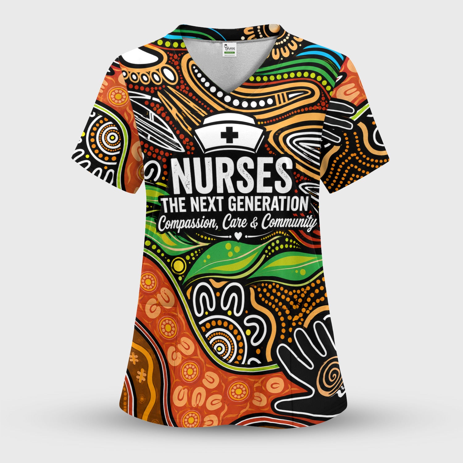 Dot Art Nurse Quote Pattern Scrub Top, Comfortable Scrubs for Nurses