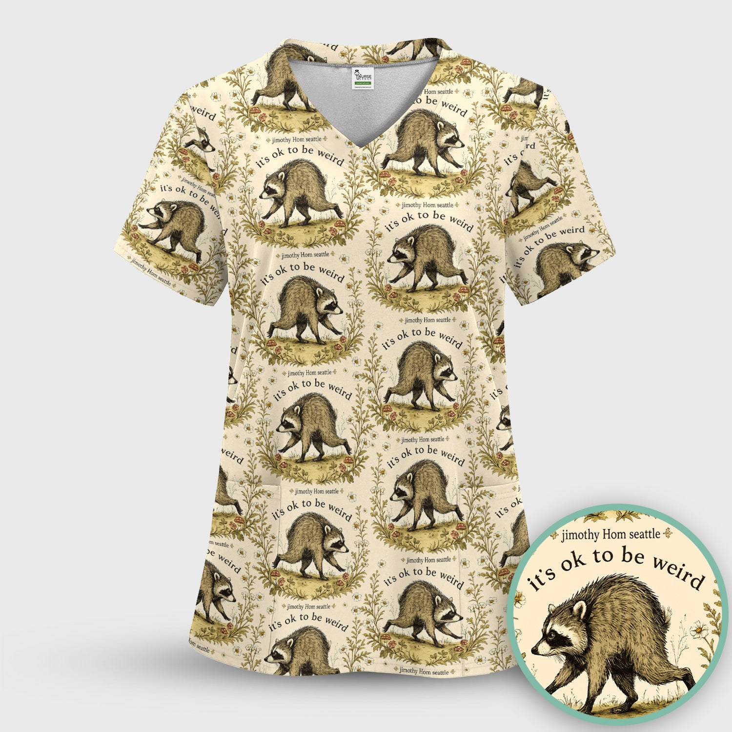 It's OK To Be Weird with Jimothy Scrub Top, Comfortable Scrubs for Nurses