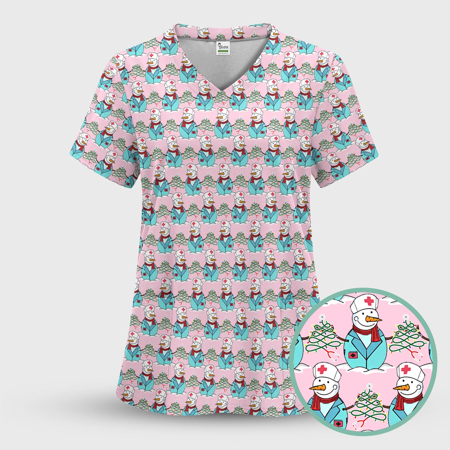 Christmas Snowman Nurse Scrub Pants - Holiday Med Uniform for Women - Comfortable Nursing Scrub Sets - Snowman Ugly Sweater Gift