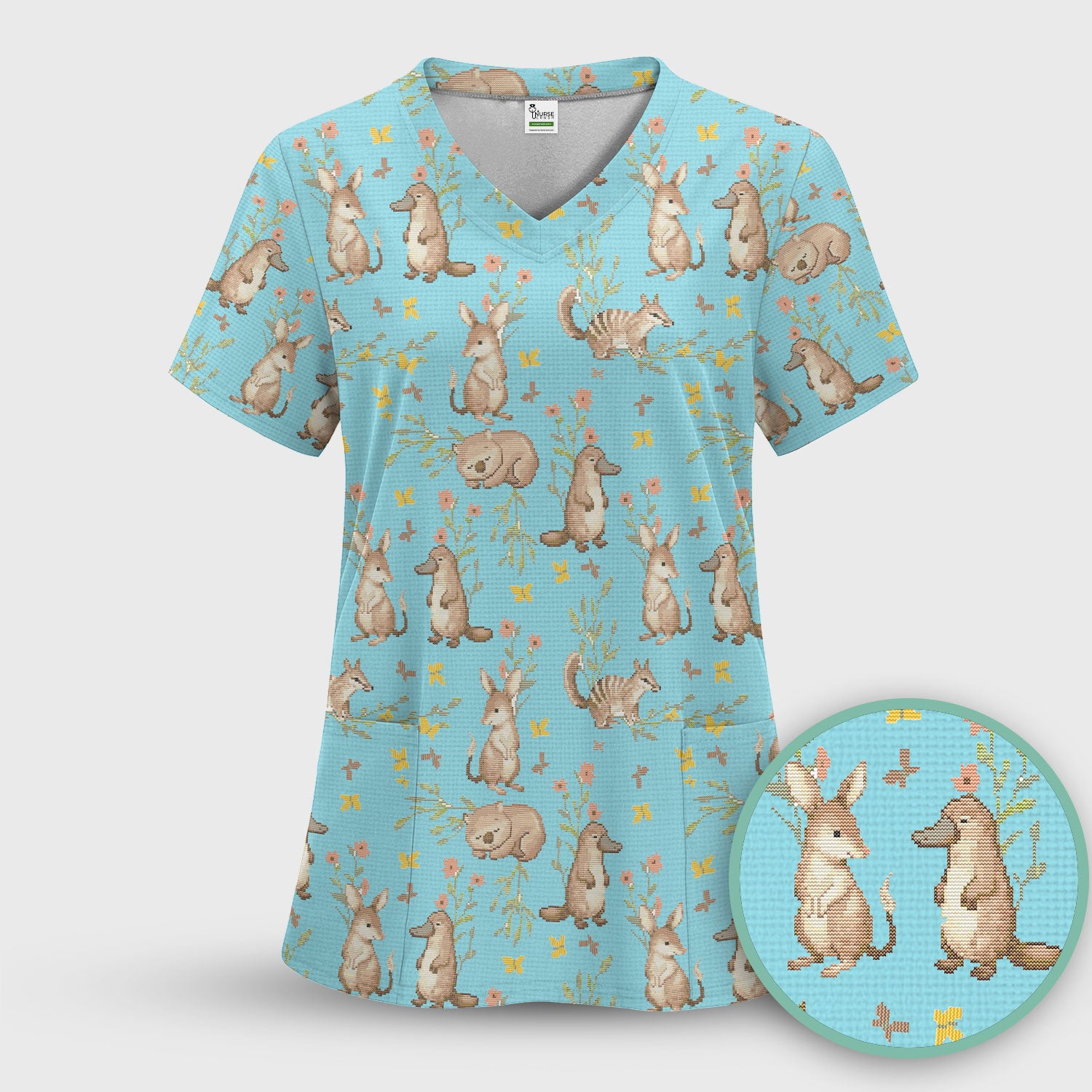 Australian Baby NICU Nurse Scrub Top, Pediatric Nursing Uniform, Comfortable Scrubs For Nurses