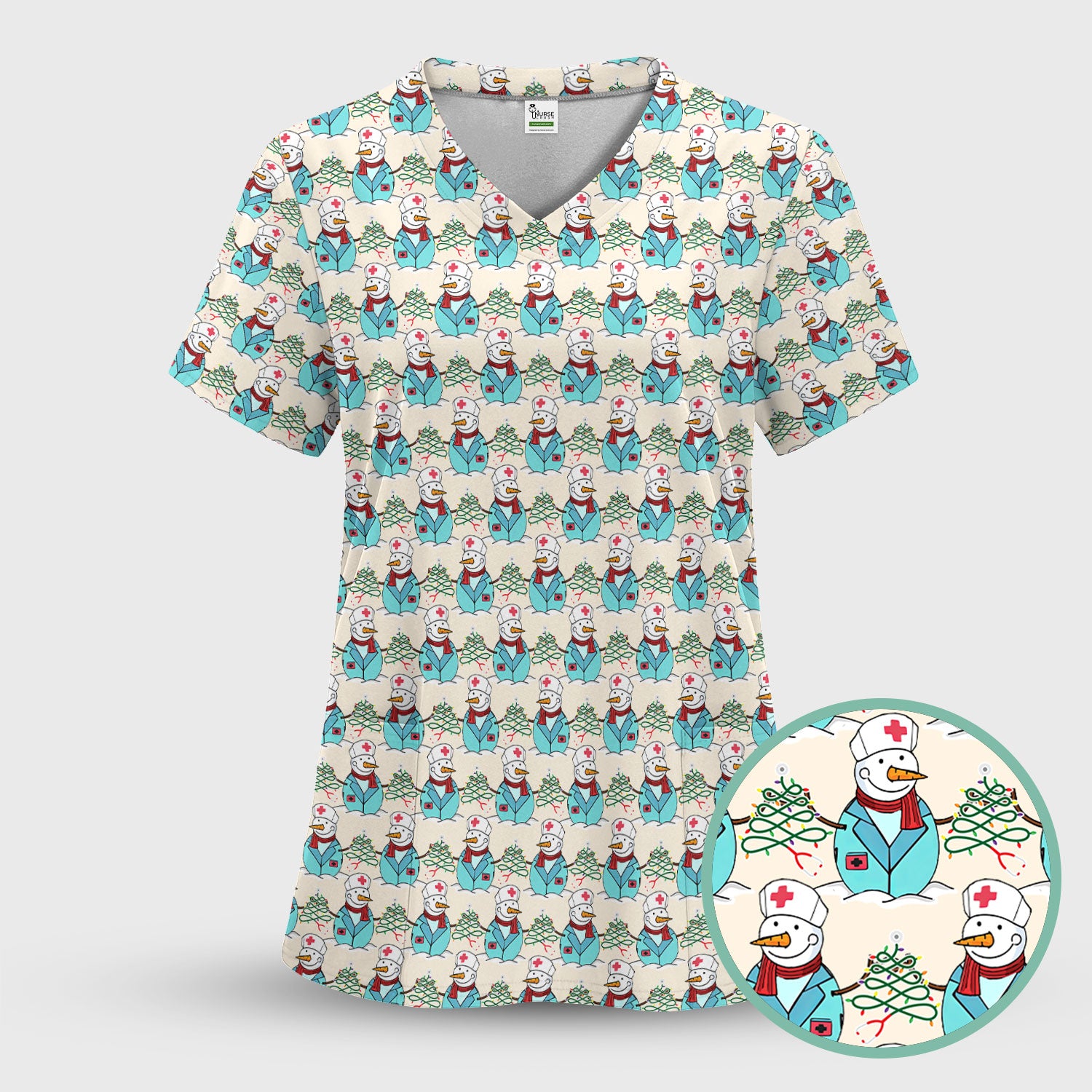 Christmas Snowman Nurse Scrub Pants - Holiday Med Uniform for Women - Comfortable Nursing Scrub Sets - Snowman Ugly Sweater Gift