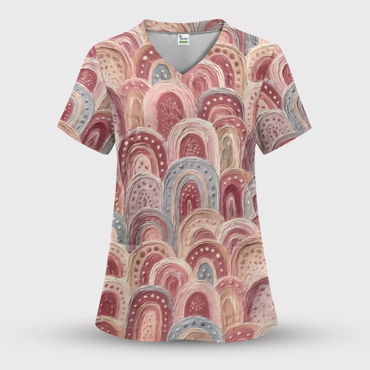 Aboriginal Dot Painting Scrub Top, Tracks And Dreamtime Journey Lines Medical Pattern Shirt, Breathable Fabrics Nursing Uniform