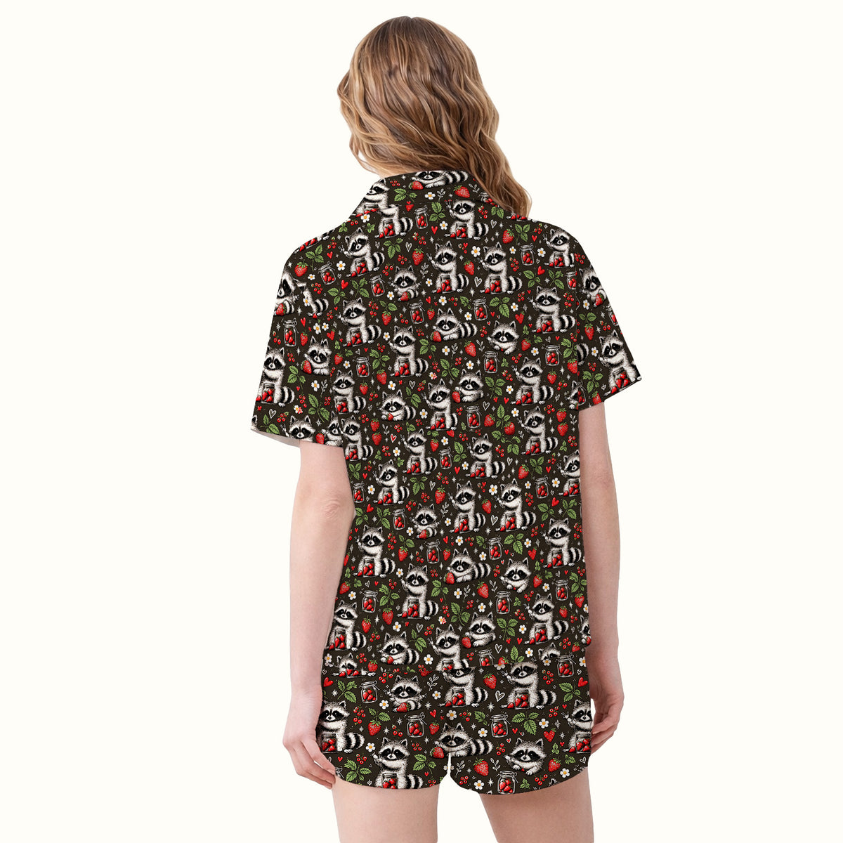 Buntes Pyjama-Set mit Neon-Katzengesichtern, weicher, atmungsaktiver Stoff, bequeme Nachtwäsche