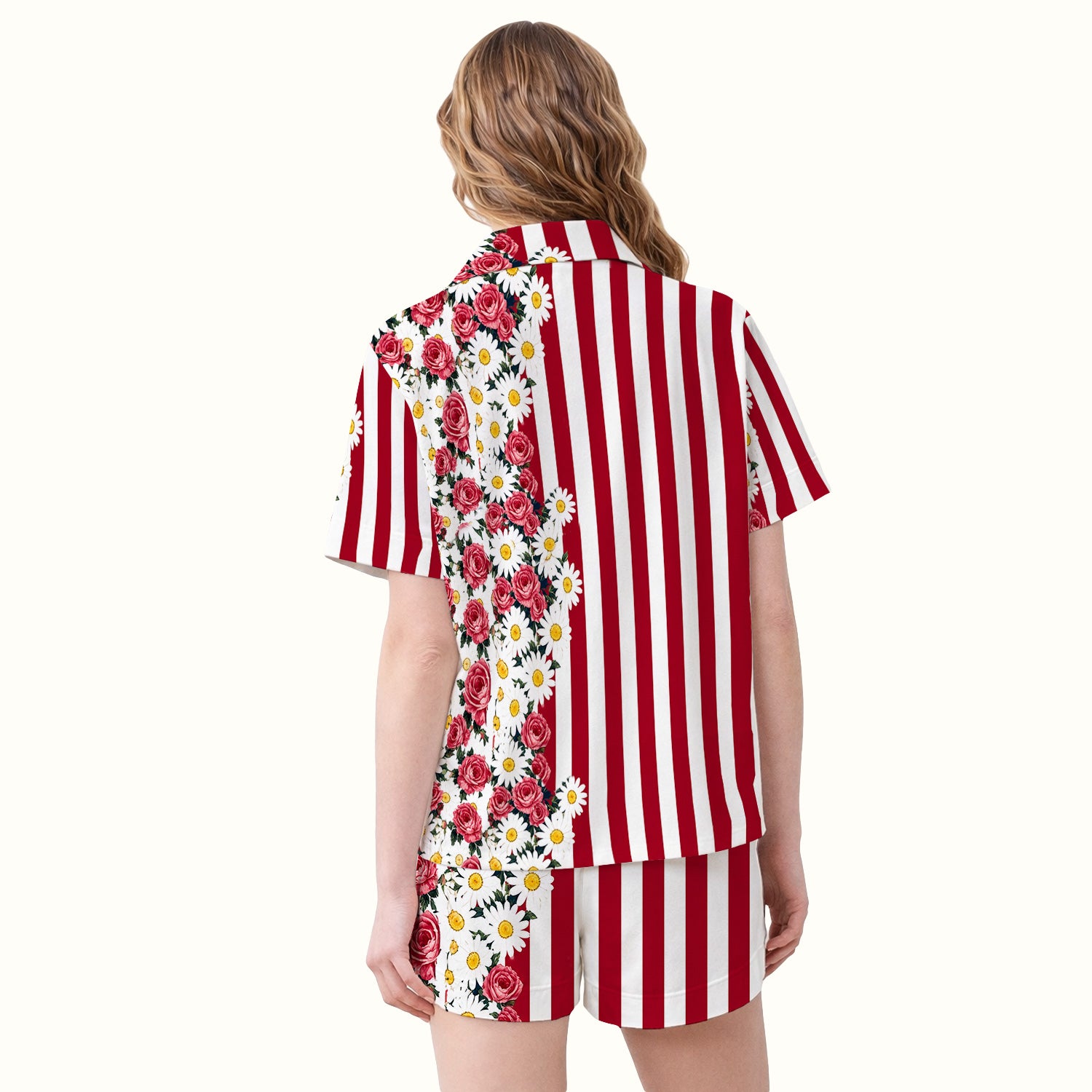 Floral American Flag Nurse Scrub Top for RN, CNA, Healthcare Workers, Patriotic Uniform Pajama Set, Soft Breathable Fabric Comfortable Sleepwear