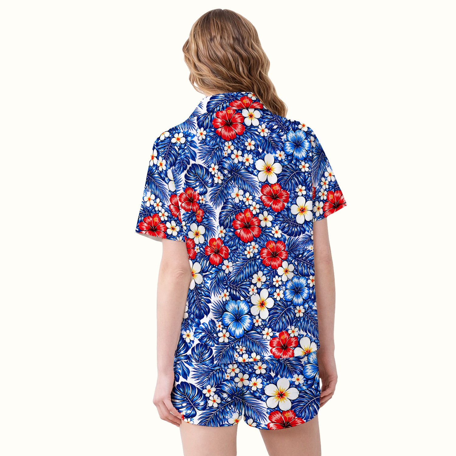 Patriotic Eagle Floral Pattern, America 250 Medical Pajama Set, Soft Breathable Fabric Comfortable Sleepwear