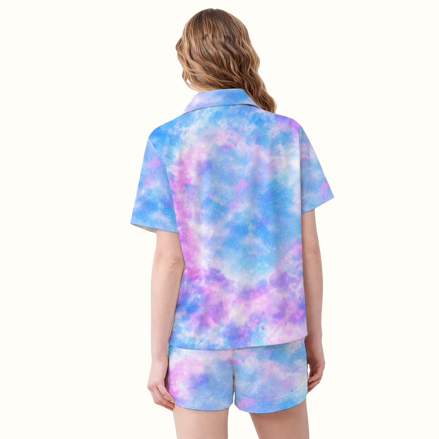 Pastel Galaxy Sea Turtle Bubble Art Pajama Set, Soft Breathable Fabric Comfortable Sleepwear