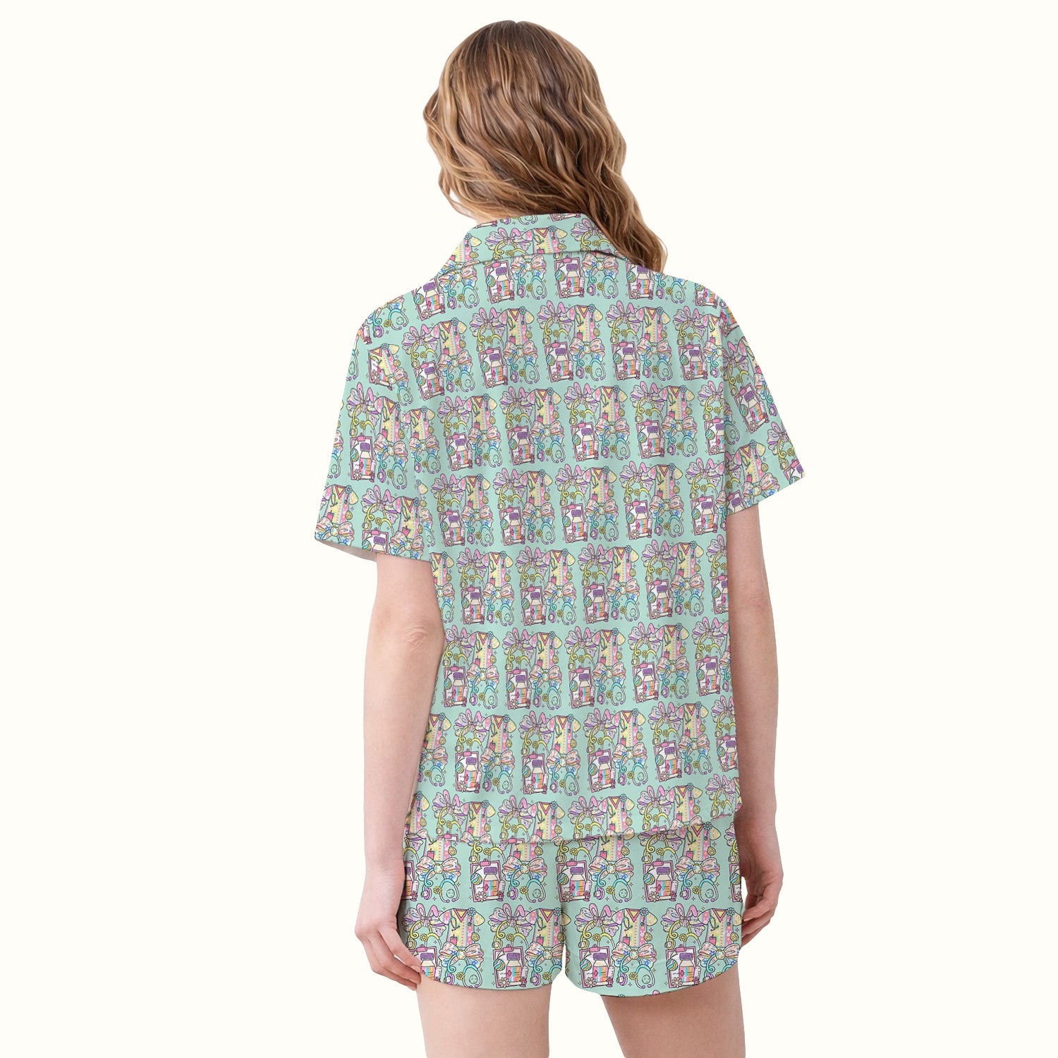 Colorful Nurse Scrub Supplies Pattern Pajama Set, Breathable Fabrics Uniform