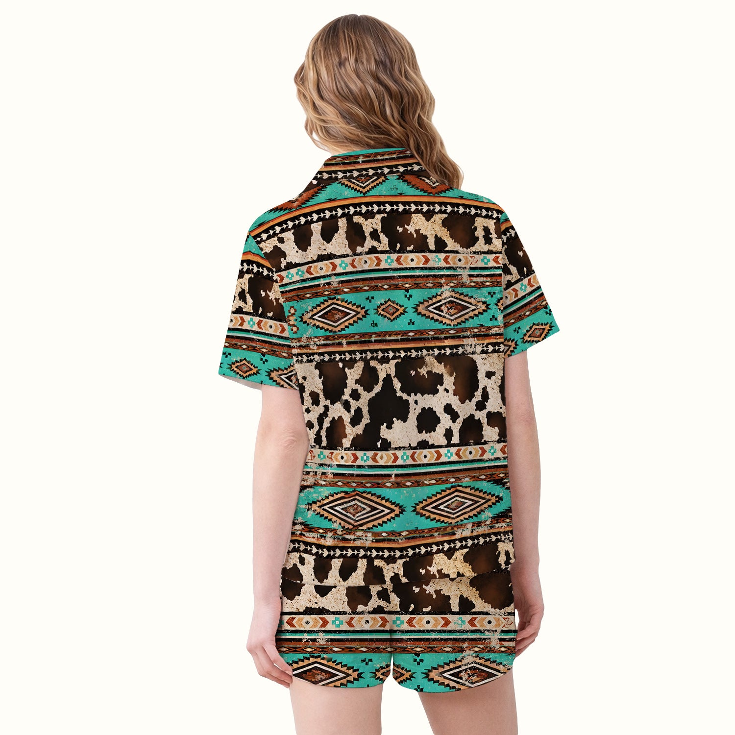 Western Highland Cow Sunflowers Print Pajama Set, Soft Breathable Fabric Comfortable Sleepwear