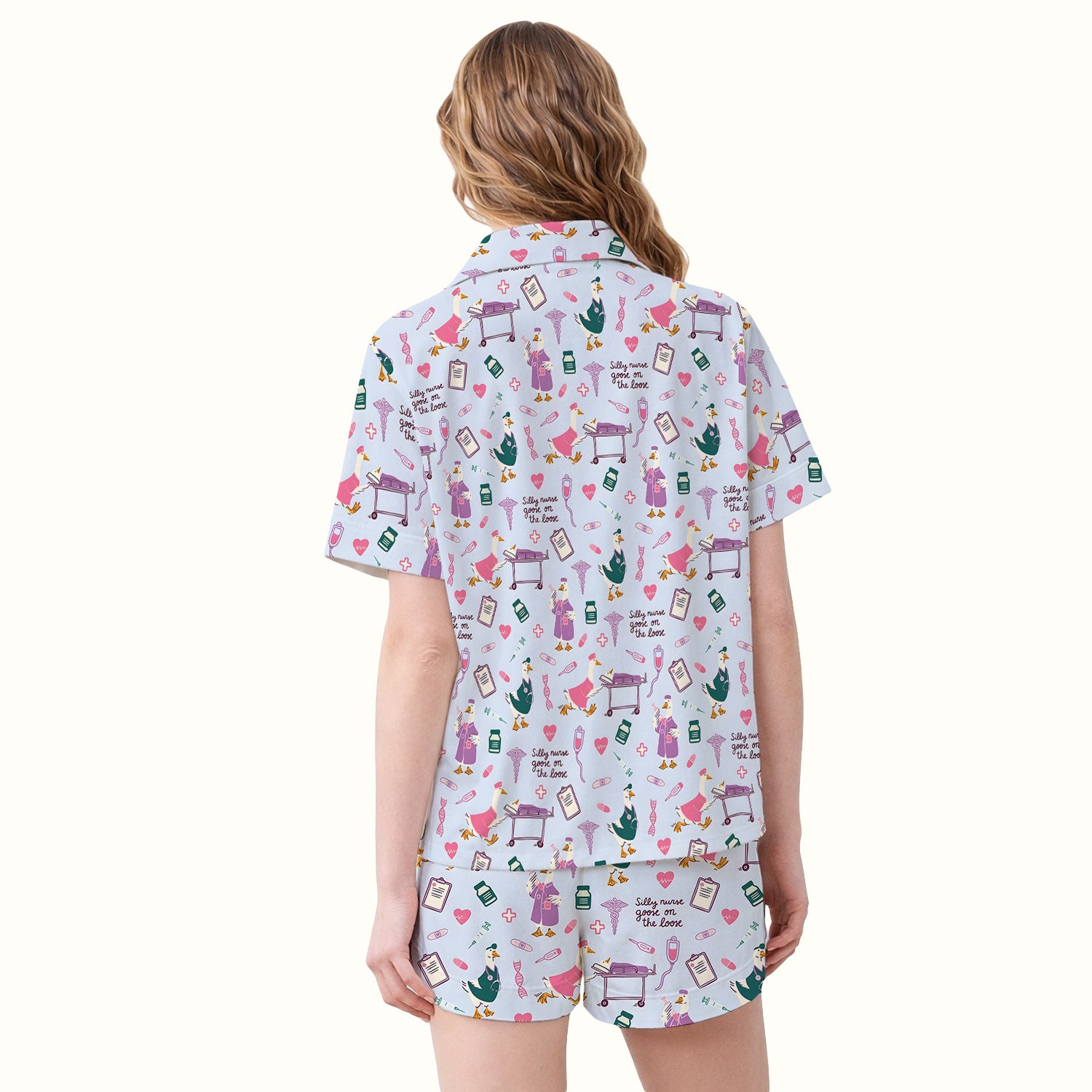 Goose Medical Humor Tools Pattern Pajama Set, Breathable Fabrics Uniform