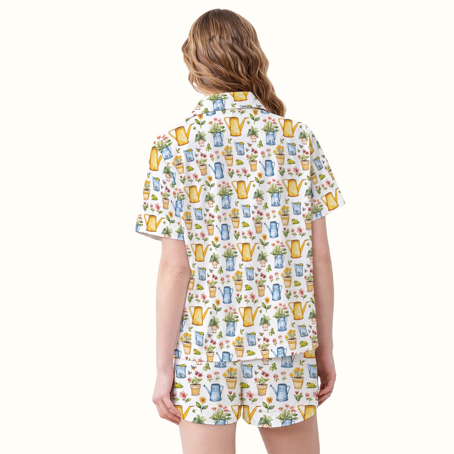 Watering Can and Flower Pot Garden Pajama Set, Breathable Fabrics Uniform