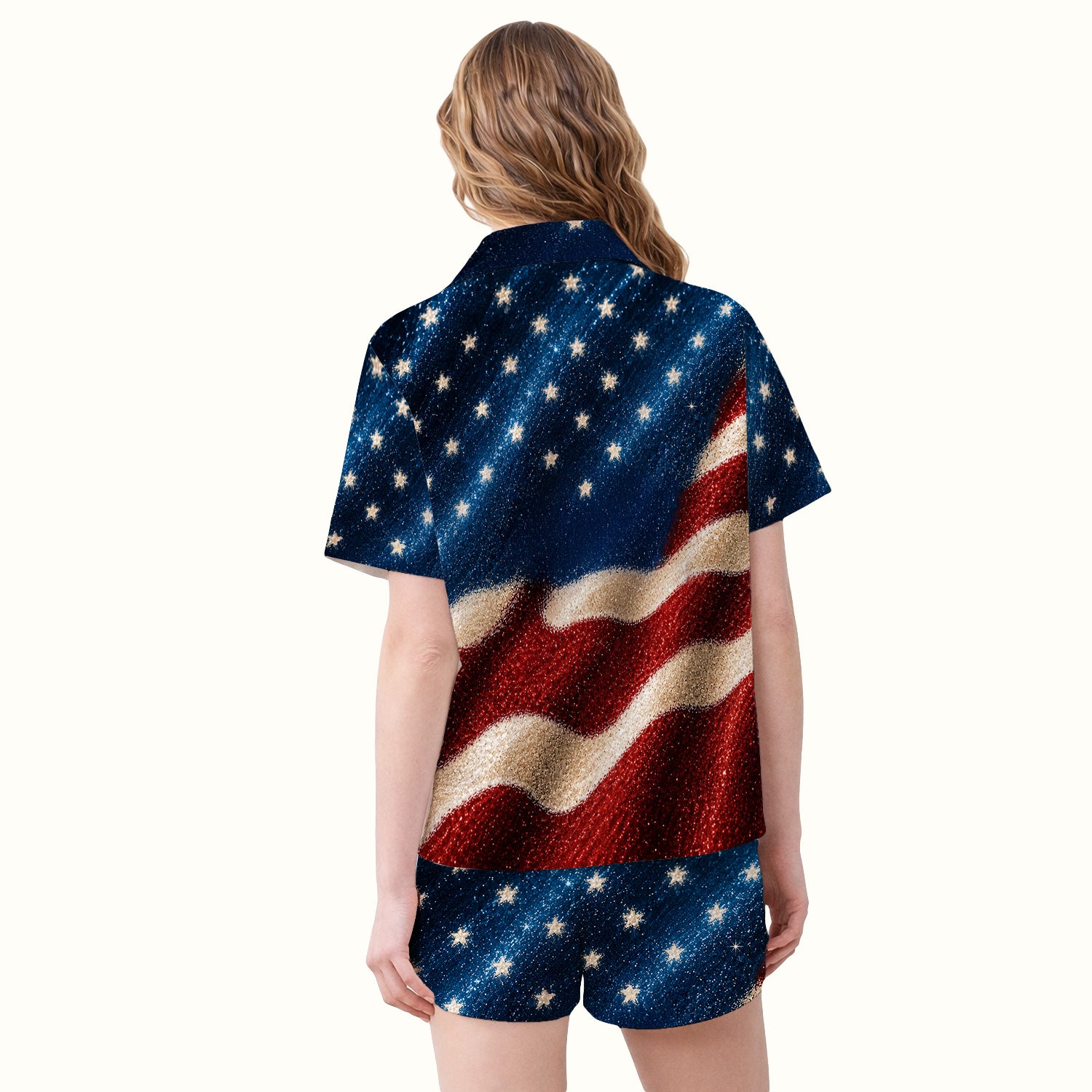 Festive American Flag 250 Years Pattern Pajama Set, Soft Breathable Fabric Comfortable Sleepwear