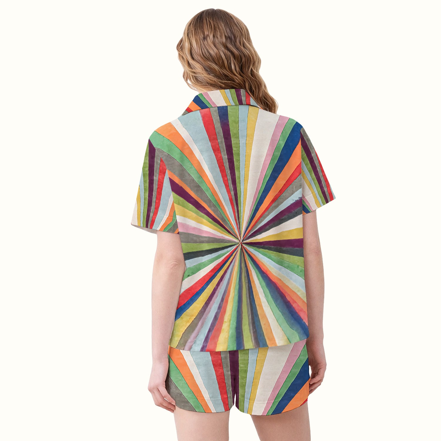 Chill Raccoon Rainbow Music Pattern Pajama Set, Soft Breathable Fabric Comfortable Sleepwear