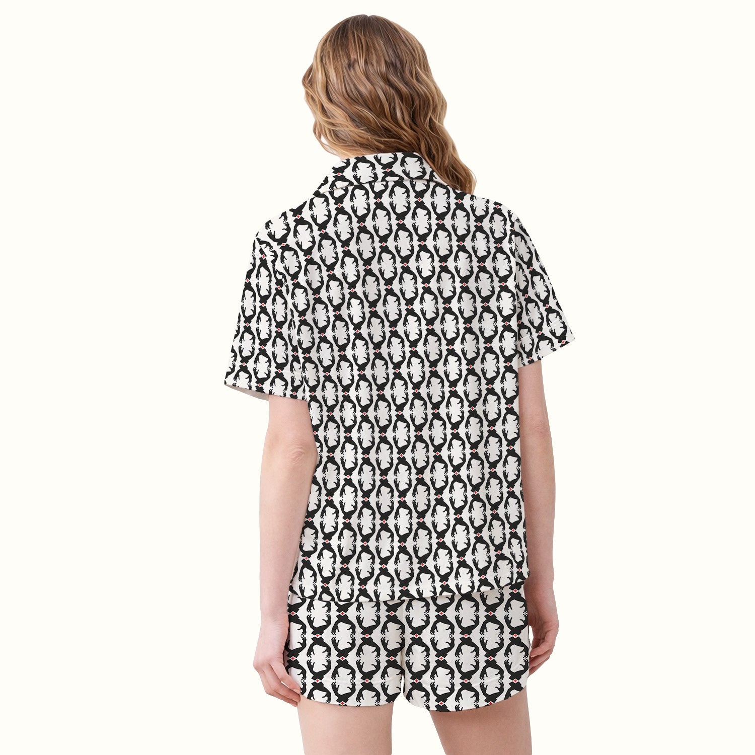 Creepy Hands Black White Red Patterns Pajama Set, Soft Breathable Fabric Comfortable Sleepwear