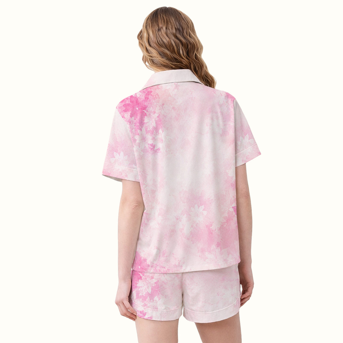 Breast Cancer Awareness Hummingbird Pattern Pajama Set, Soft Breathable Fabric Comfortable Sleepwear
