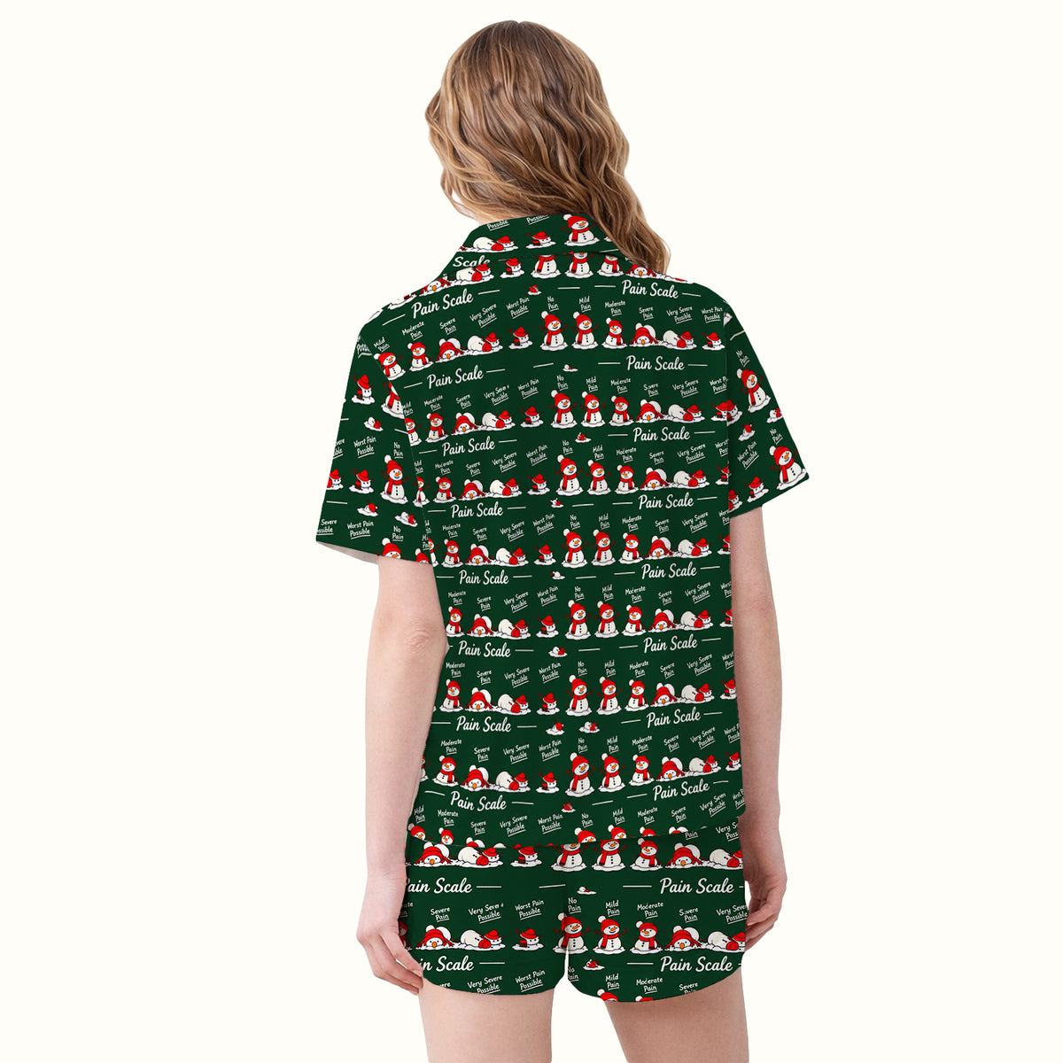 Funny Christmas Snowman Pain Scale Pajama Set, Breathable Fabrics Uniform
