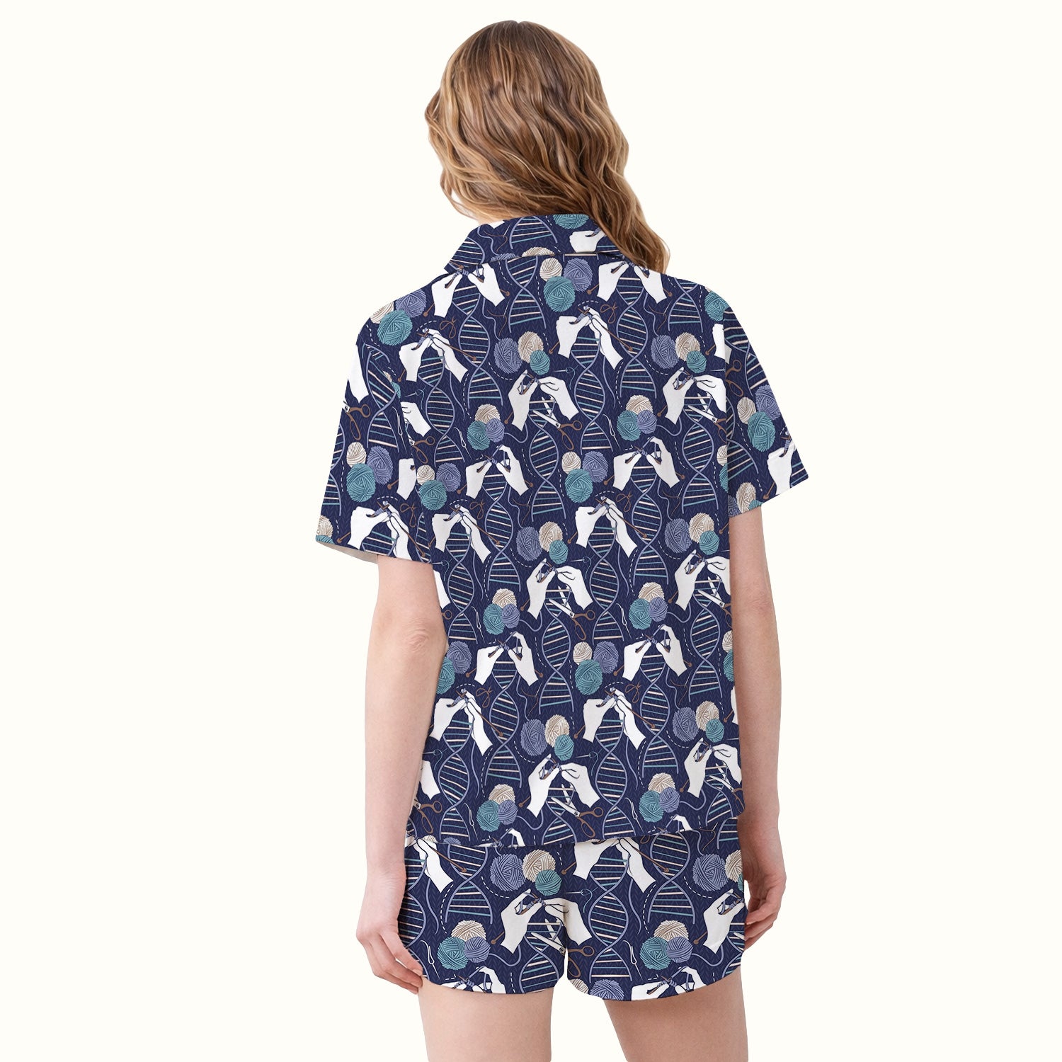 DNA Helix Yarn Pattern Pajama Set, Breathable Fabrics Uniform