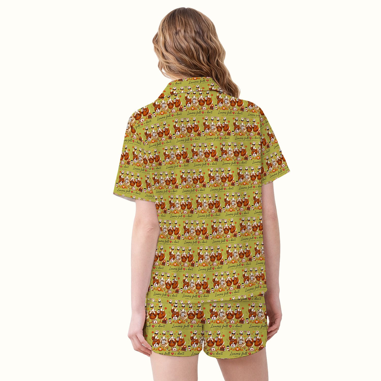 Funny Leaves Fall I Don't Nurse Goose Pajama Set, Soft Breathable Fabric Comfortable Sleepwear
