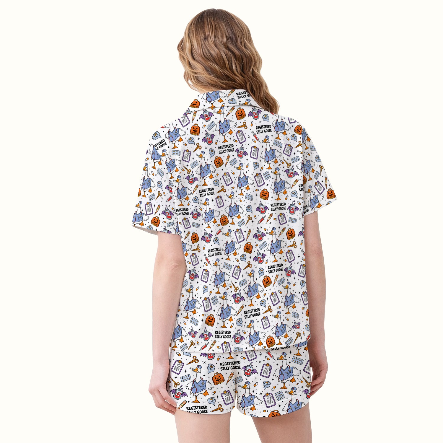 Funny Halloween Registered Silly Goose Pajama Set, Soft Breathable Fabric Comfortable Sleepwear