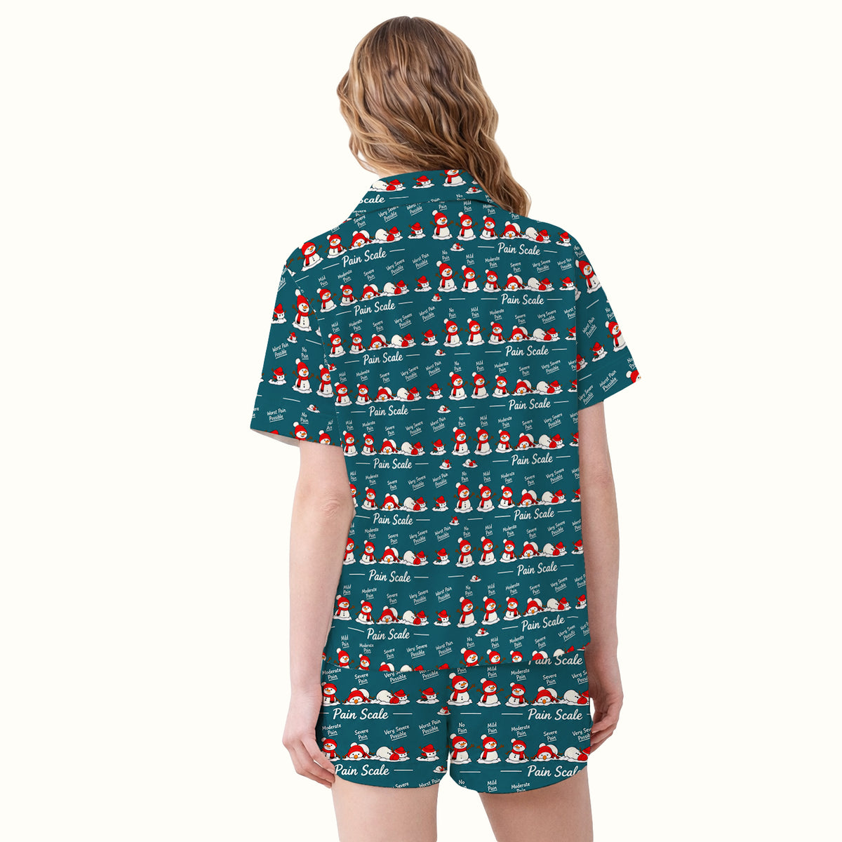 Funny Christmas Snowman Pain Scale Pajama Set, Breathable Fabrics Uniform