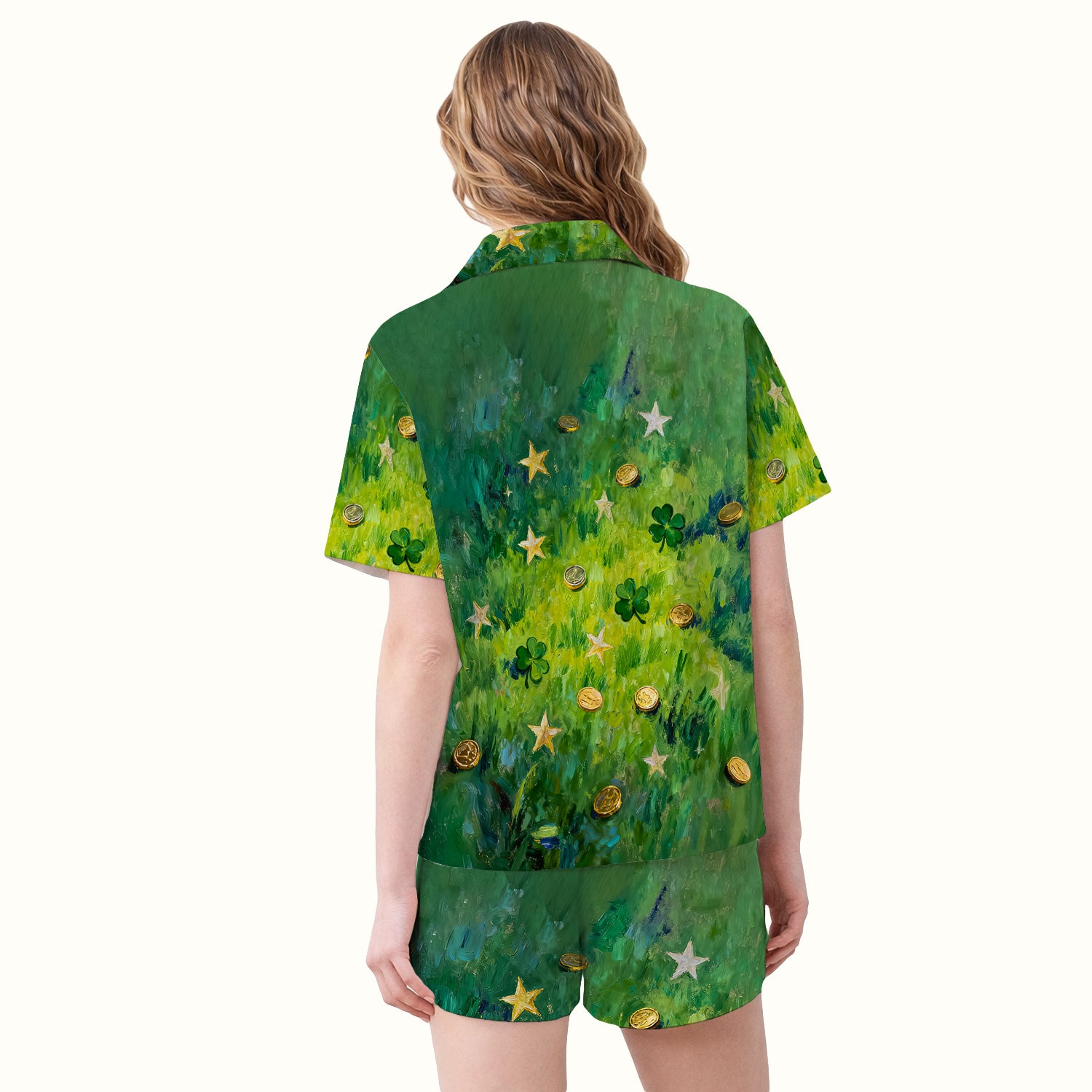 St. Patrick Lucky Shamrock Heart Pajama Set,  Breathable Fabrics Uniform