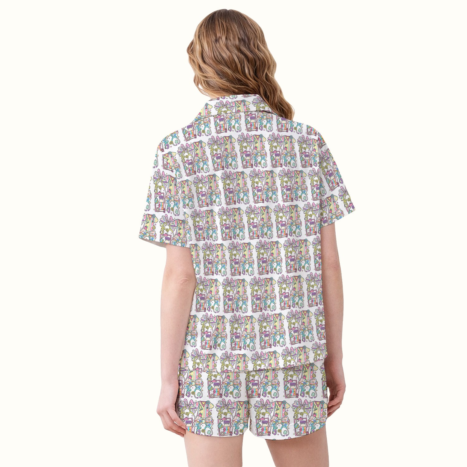Colorful Nurse Scrub Supplies Pattern Pajama Set, Breathable Fabrics Uniform