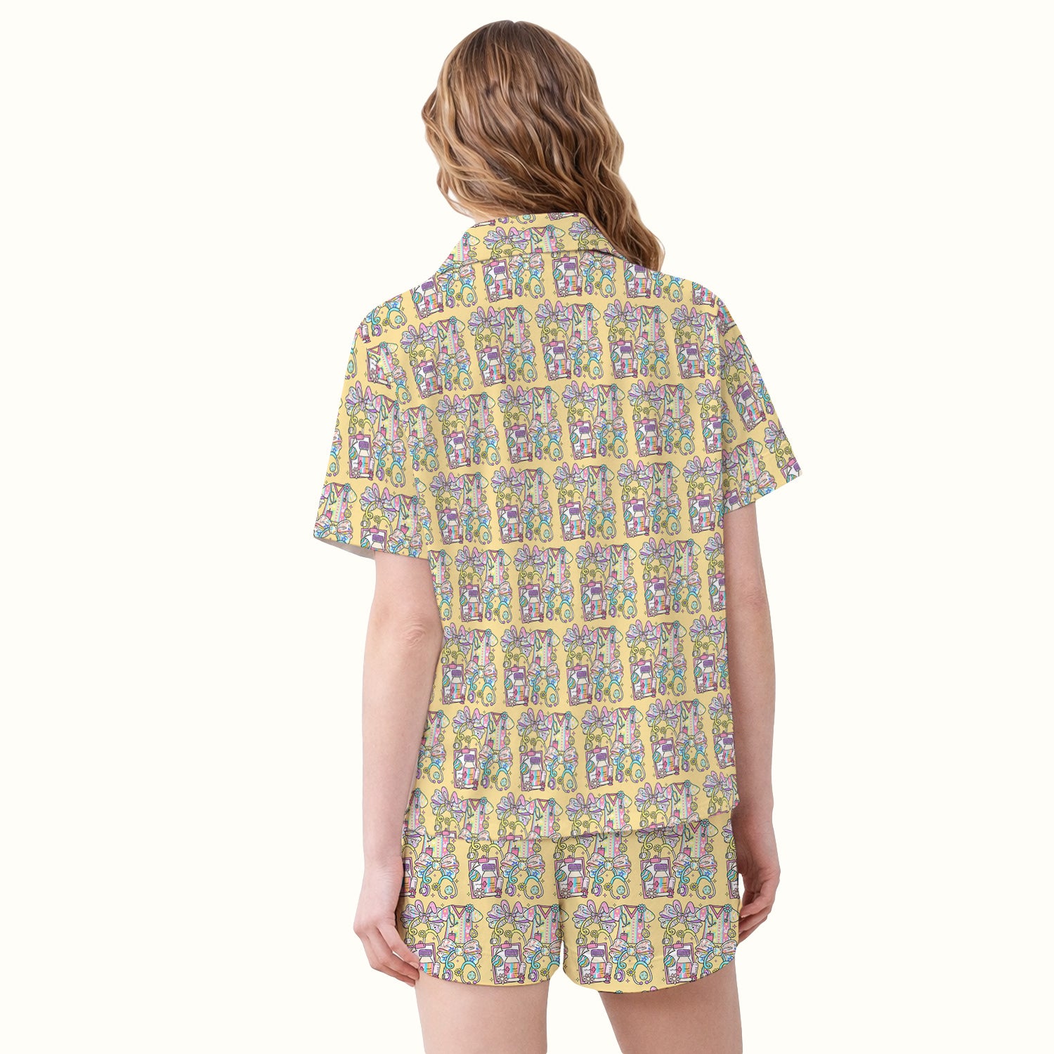Colorful Nurse Scrub Supplies Pattern Pajama Set, Breathable Fabrics Uniform