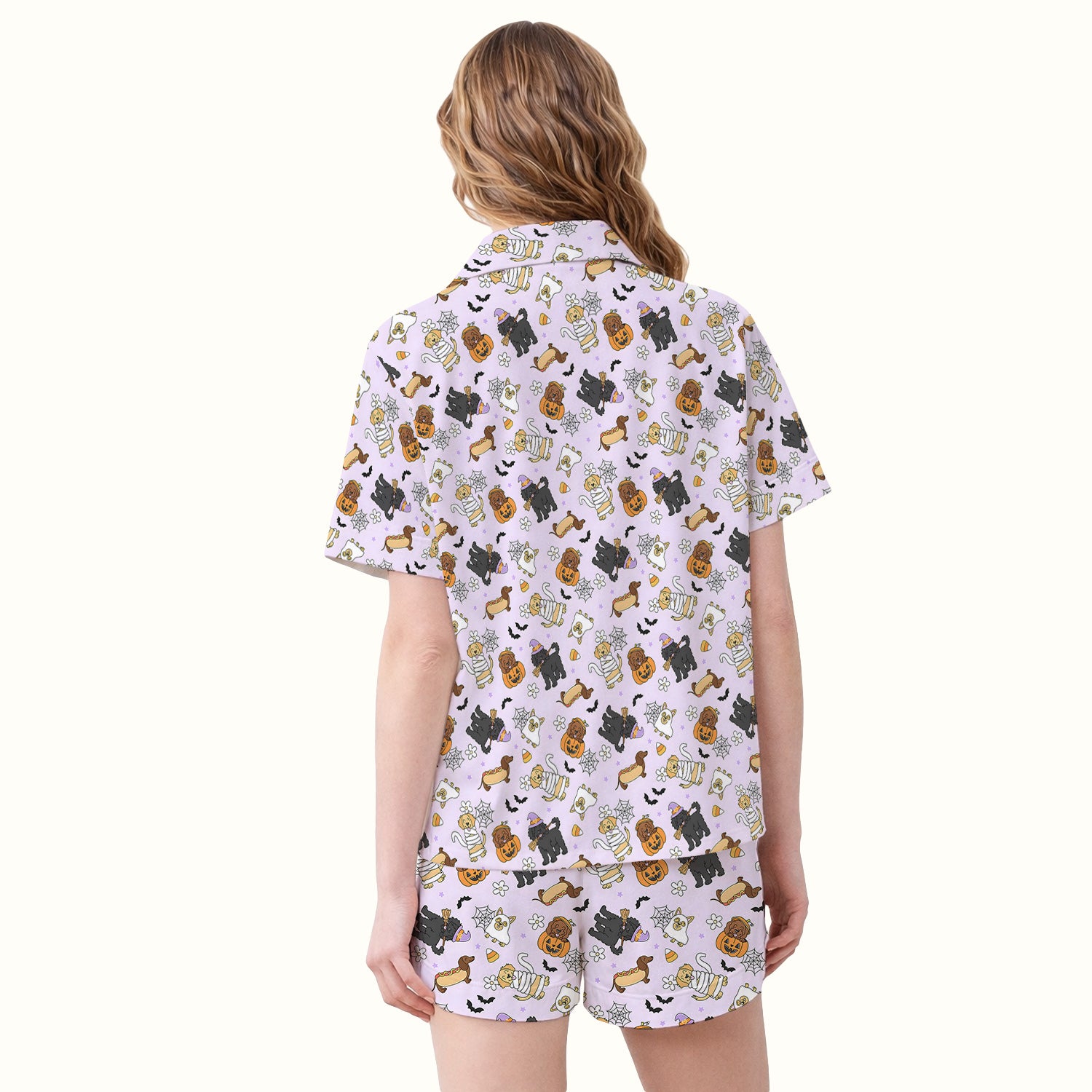 Cute Halloween Costumed Pets Pajama Set, Soft Breathable Fabric Comfortable Sleepwear