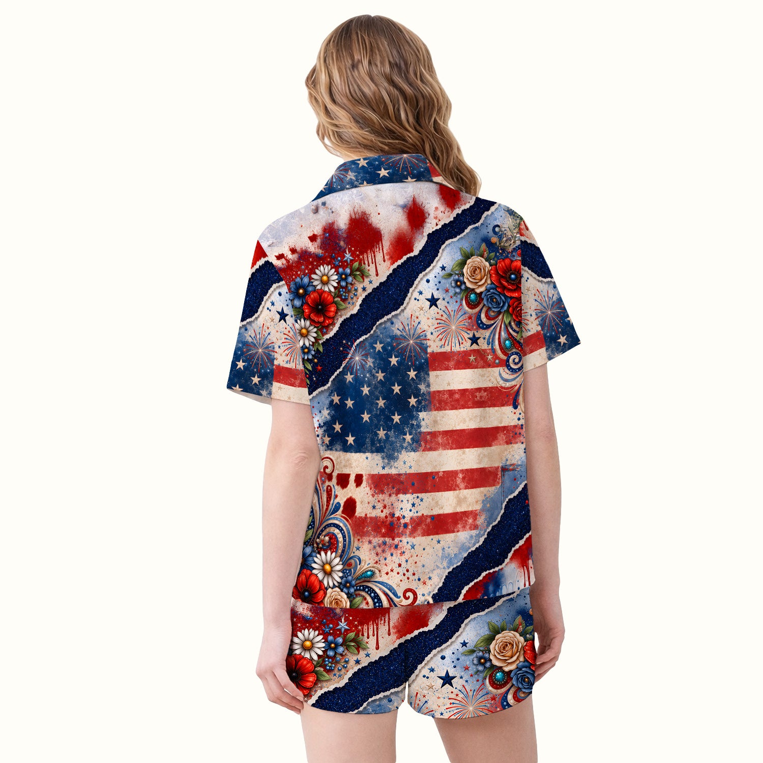 Patriotic Highland Cow Nurse Pattern, Healthcare Workers Pajama Set, Soft Breathable Fabric Comfortable Sleepwear