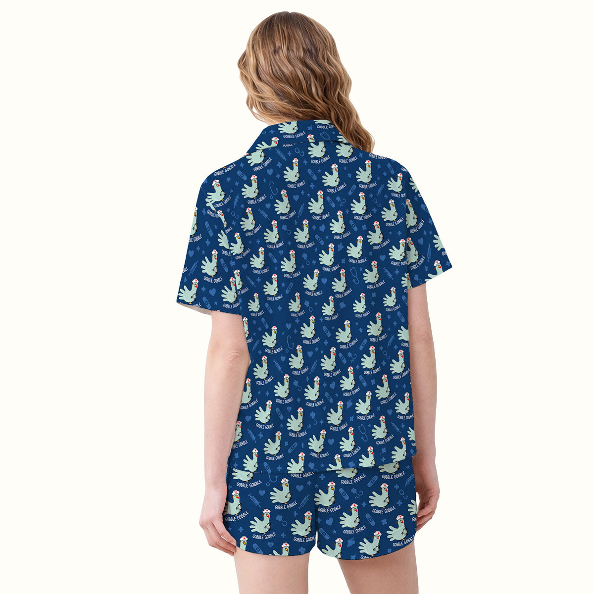 Funny Gobble Gobble Nurse Turkey Pajama Set, Soft Breathable Fabric Comfortable Sleepwear