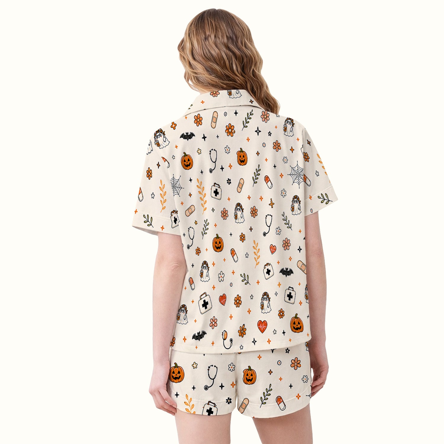 Halloween Shift Survivor Ghost Pajama Set, Soft Breathable Fabric Comfortable Sleepwear