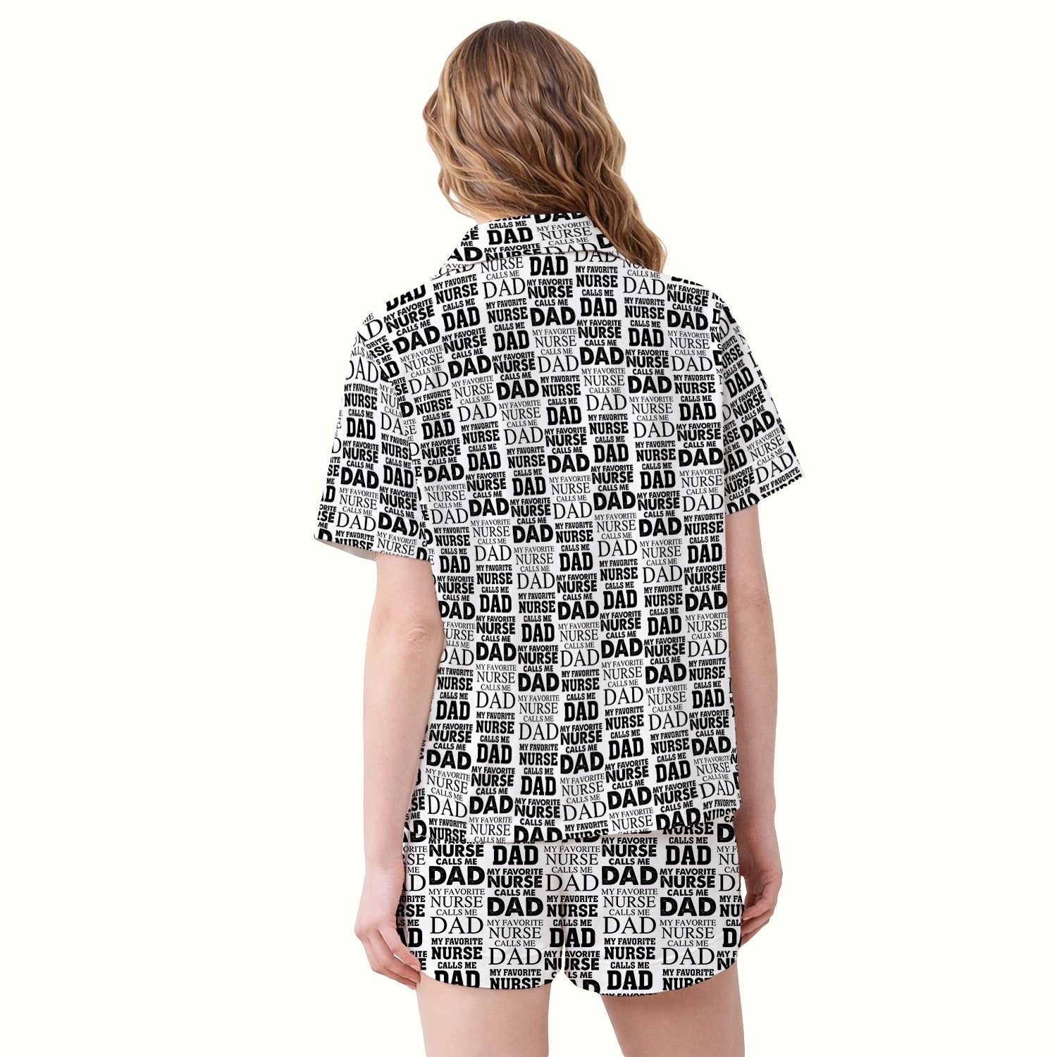 Favorite Nurse Calls Dad Pattern Pajama Set, Soft Breathable Fabric Comfortable Sleepwear