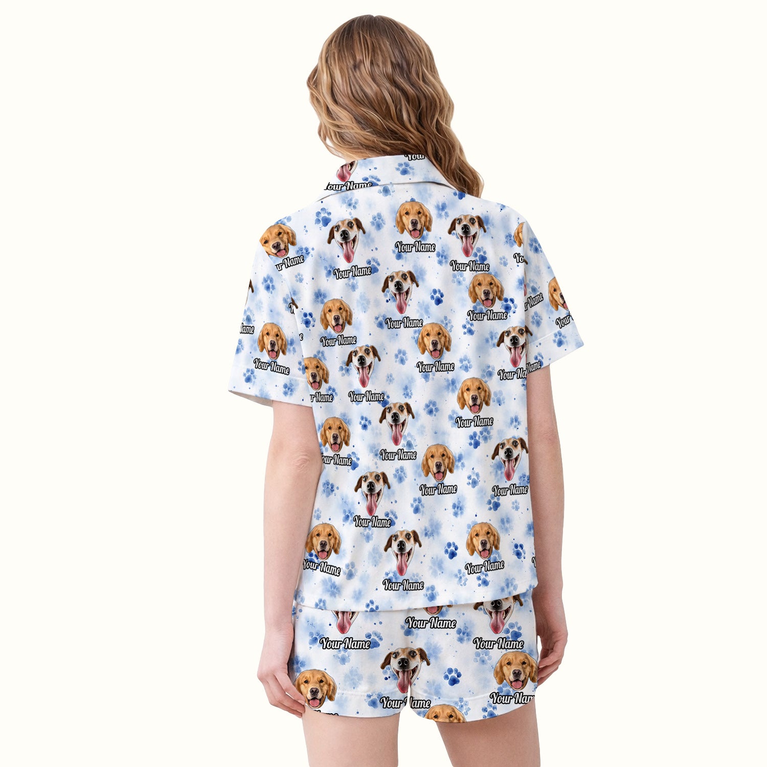 Custom Dog Face with Paw Print Scrub Top, Comfortable Scrubs for Nurses