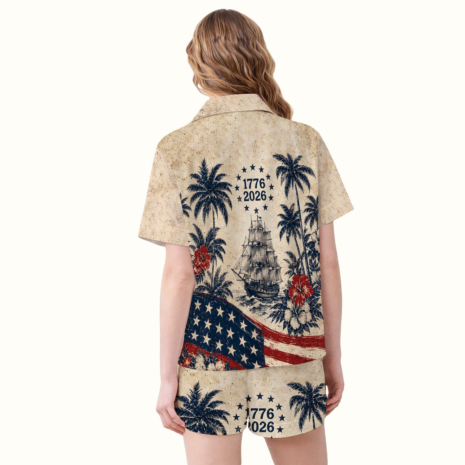 America 250 Freedom Print Pajama Set, Soft Breathable Fabric Comfortable Sleepwear