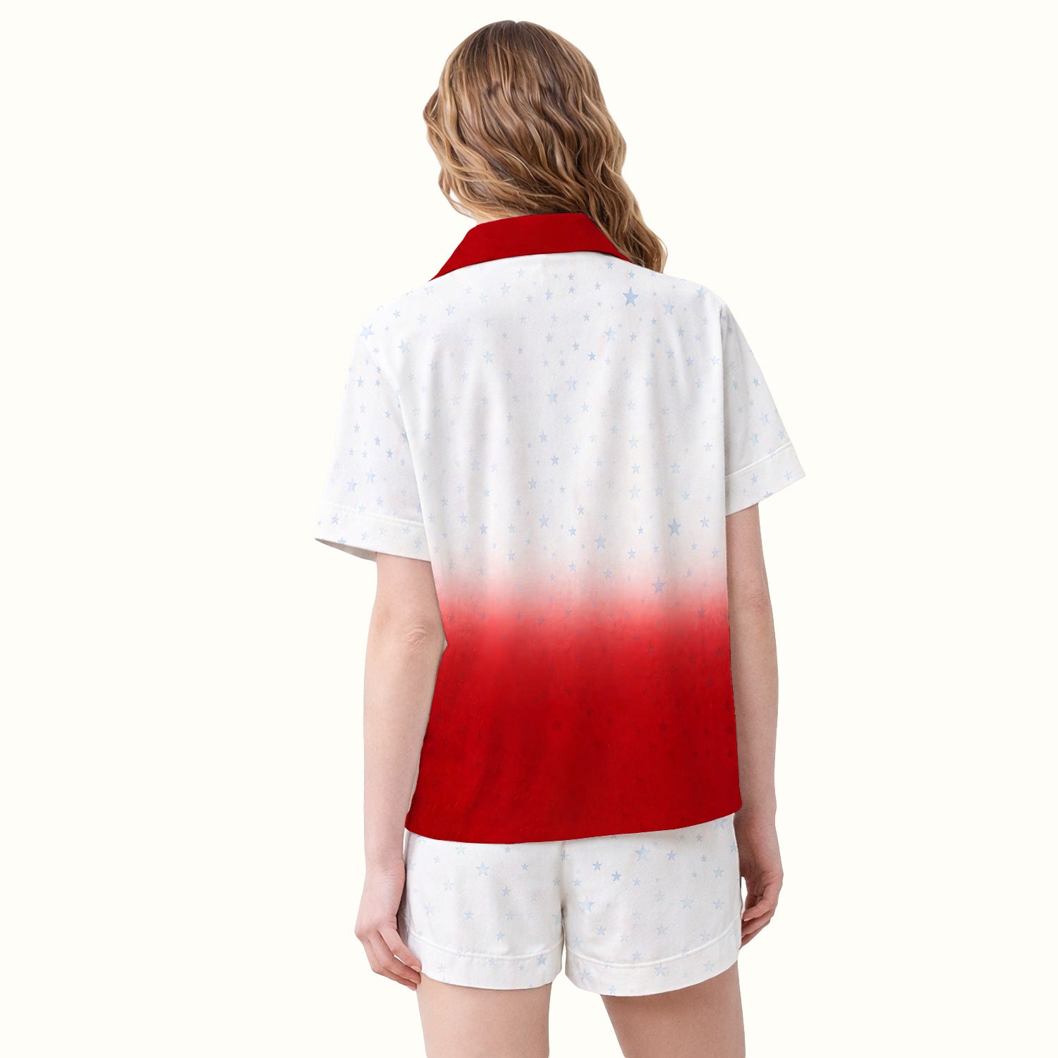 Patriotic 250th Flag Floral Pattern Pajama Set, Soft Breathable Fabric Comfortable Sleepwear