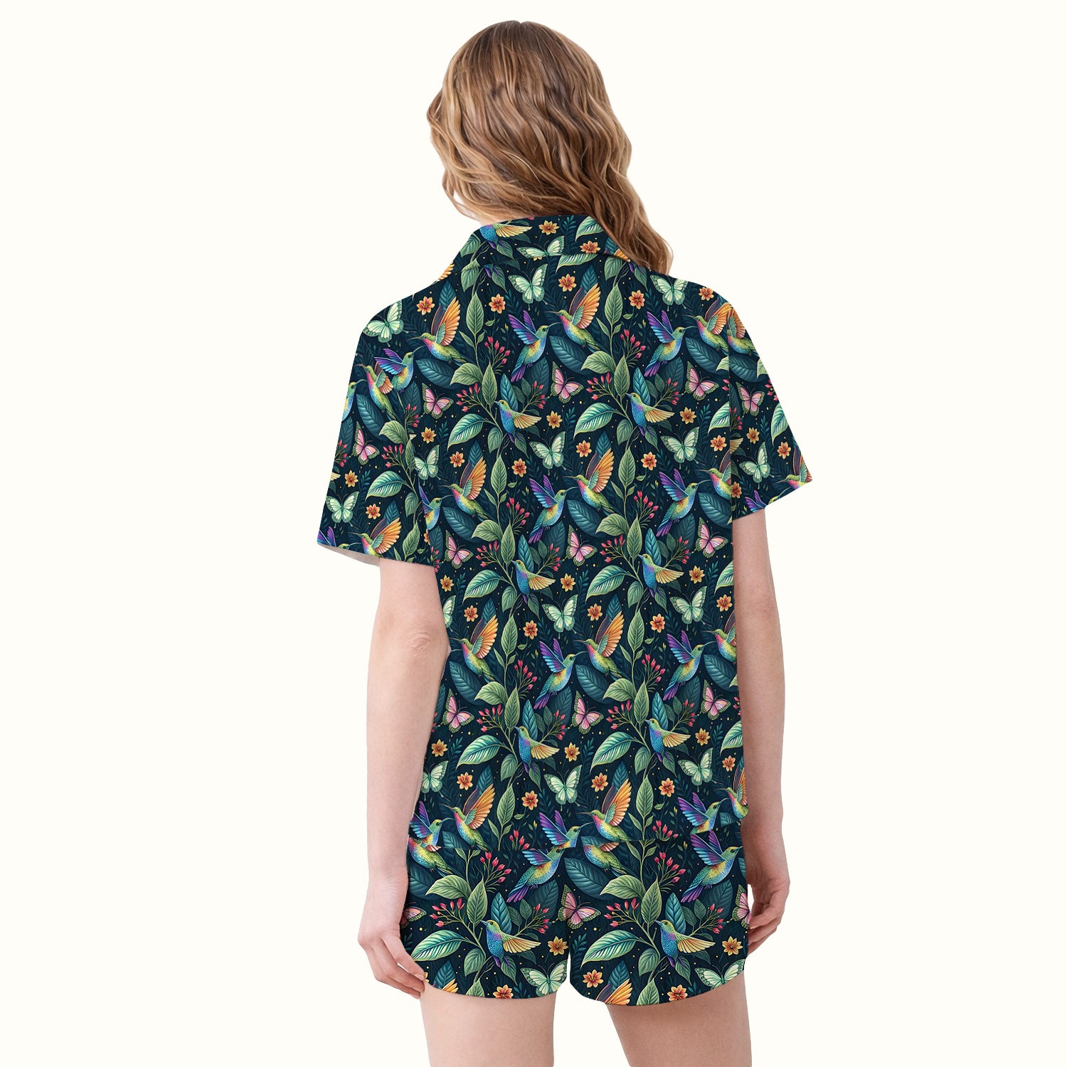 Vibrant Hummingbird Garden Nurse for RN, CNA, Botanical Medical Pajama Set, Soft Breathable Fabric Comfortable Sleepwear
