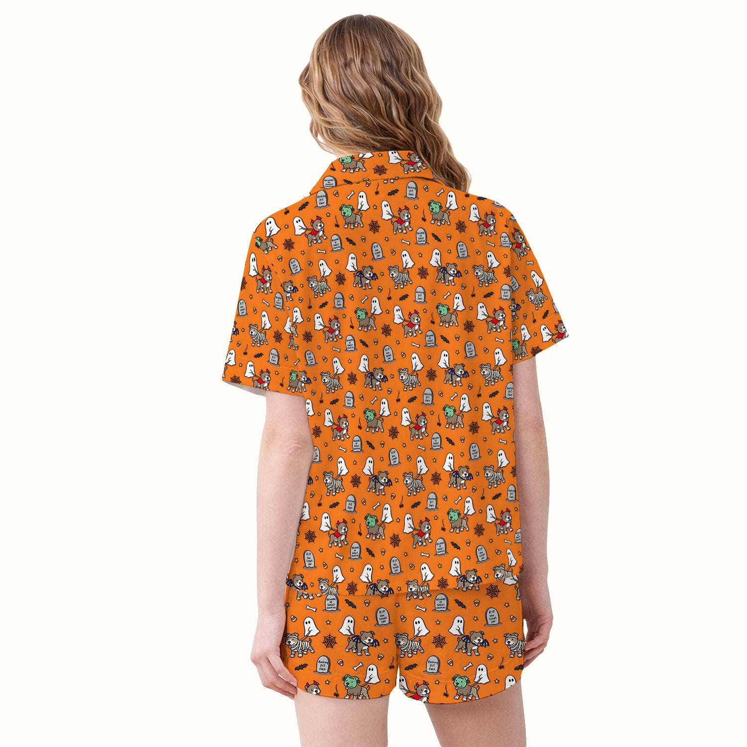 Cute Halloween Pit Bull Costumes Pajama Set, Soft Breathable Fabric Comfortable Sleepwear