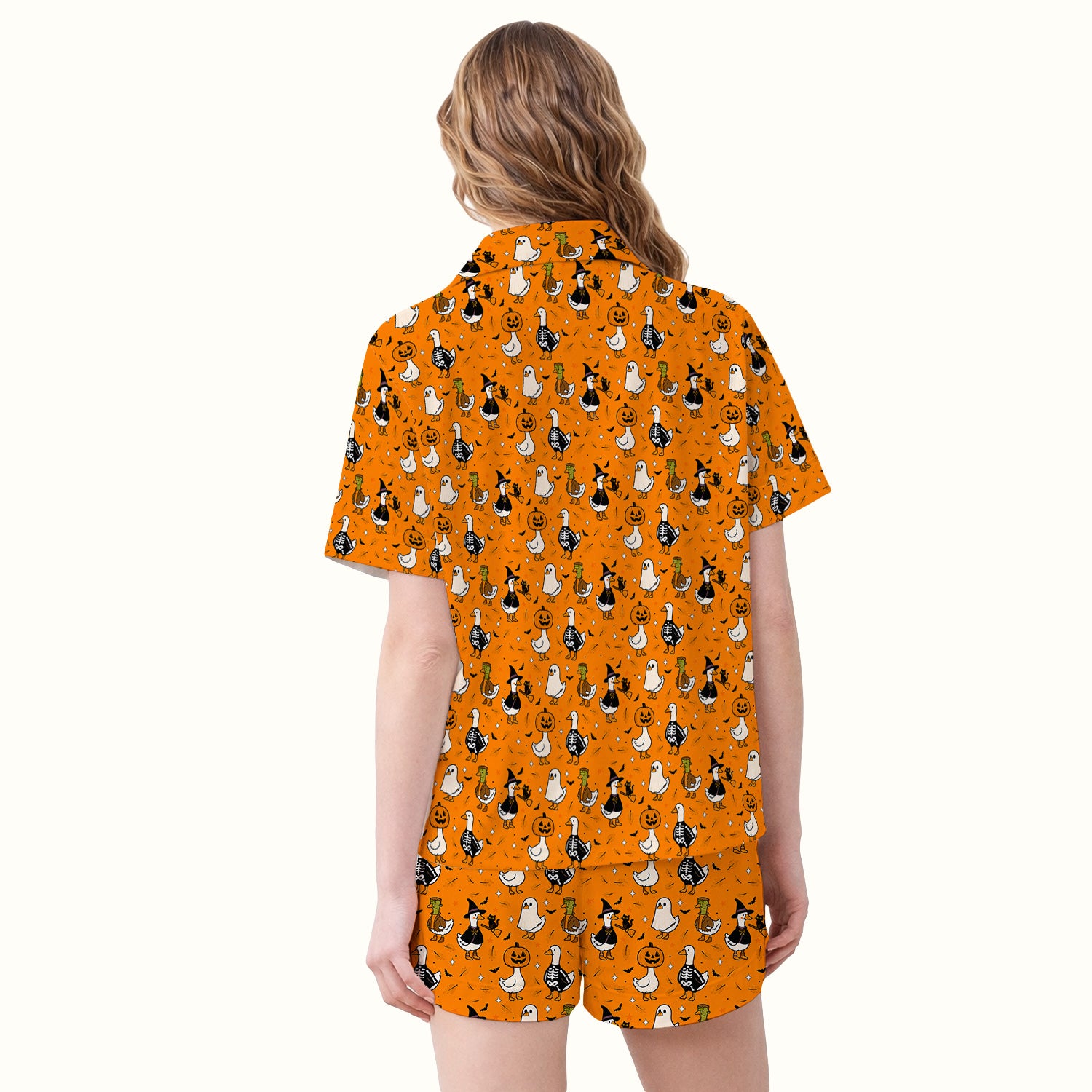 Spooky Halloween Goose Pajama Set, Soft Breathable Fabric Comfortable Sleepwear