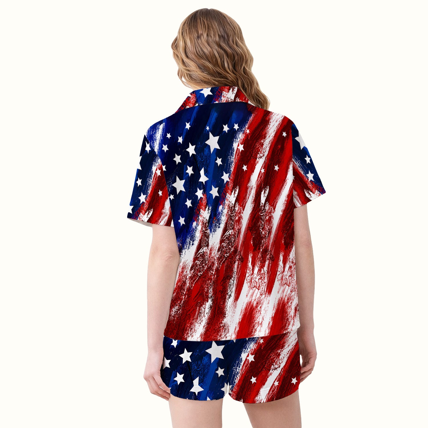 Patriotic American Flag Nurse Scrub Top for RN, CNA, Healthcare Workers, USA Medical Uniform Pajama Set, Soft Breathable Fabric Comfortable Sleepwear