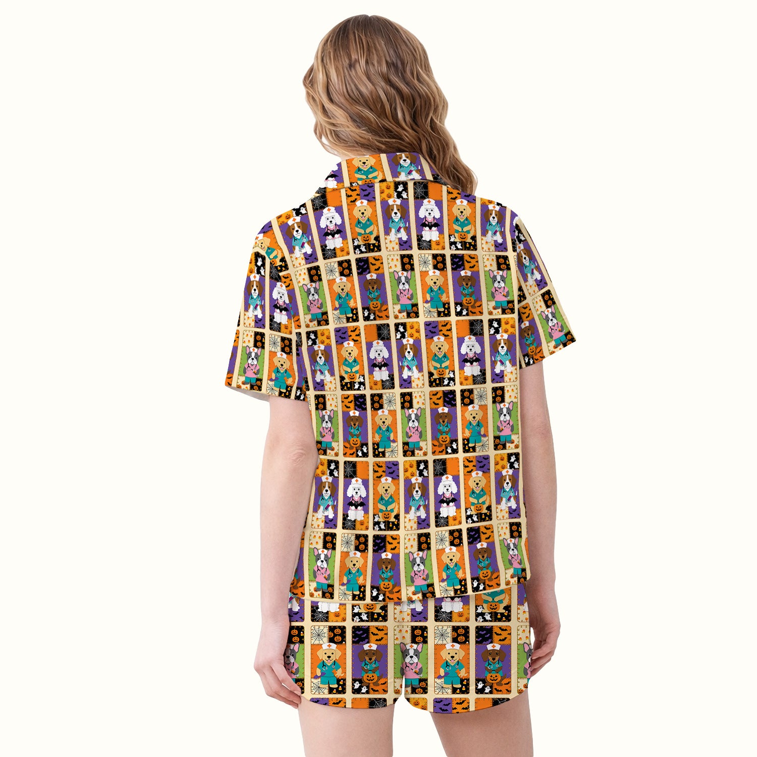 Spooky Halloween Dog Veterinary Pajama Set, Soft Breathable Fabric Comfortable Sleepwear