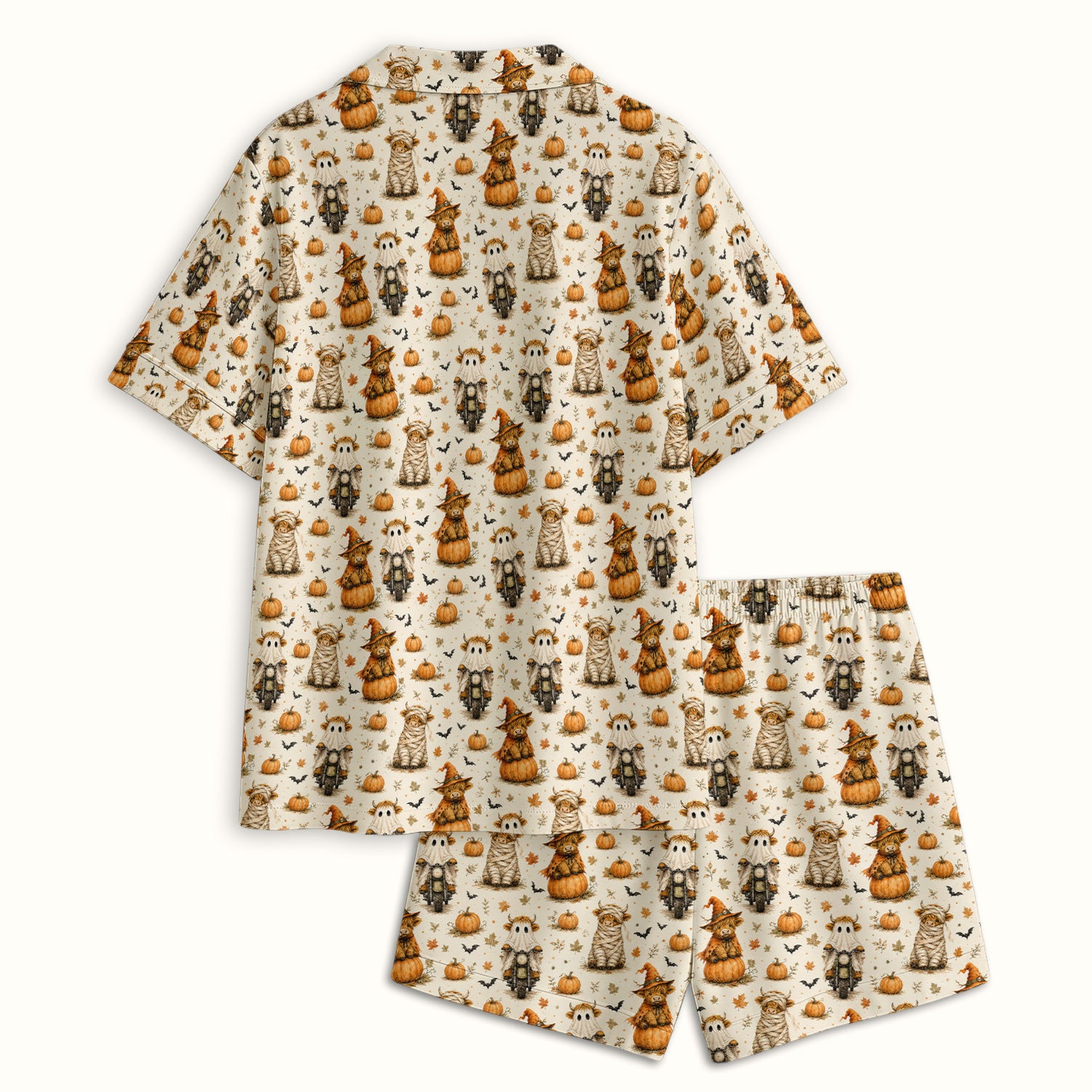 Halloween Highland Cow Costumes Pajama Set, Soft Breathable Fabric Comfortable Sleepwear