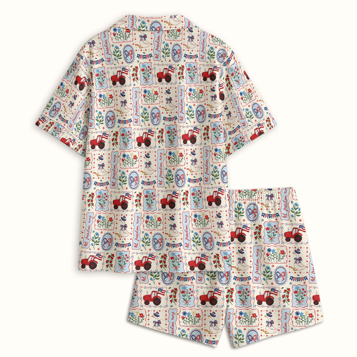 Patriotic Farm Goose Nurse Scrub Top for RN, CNA, Healthcare Workers, Americana Uniform Pajama Set, Soft Breathable Fabric Comfortable Sleepwear