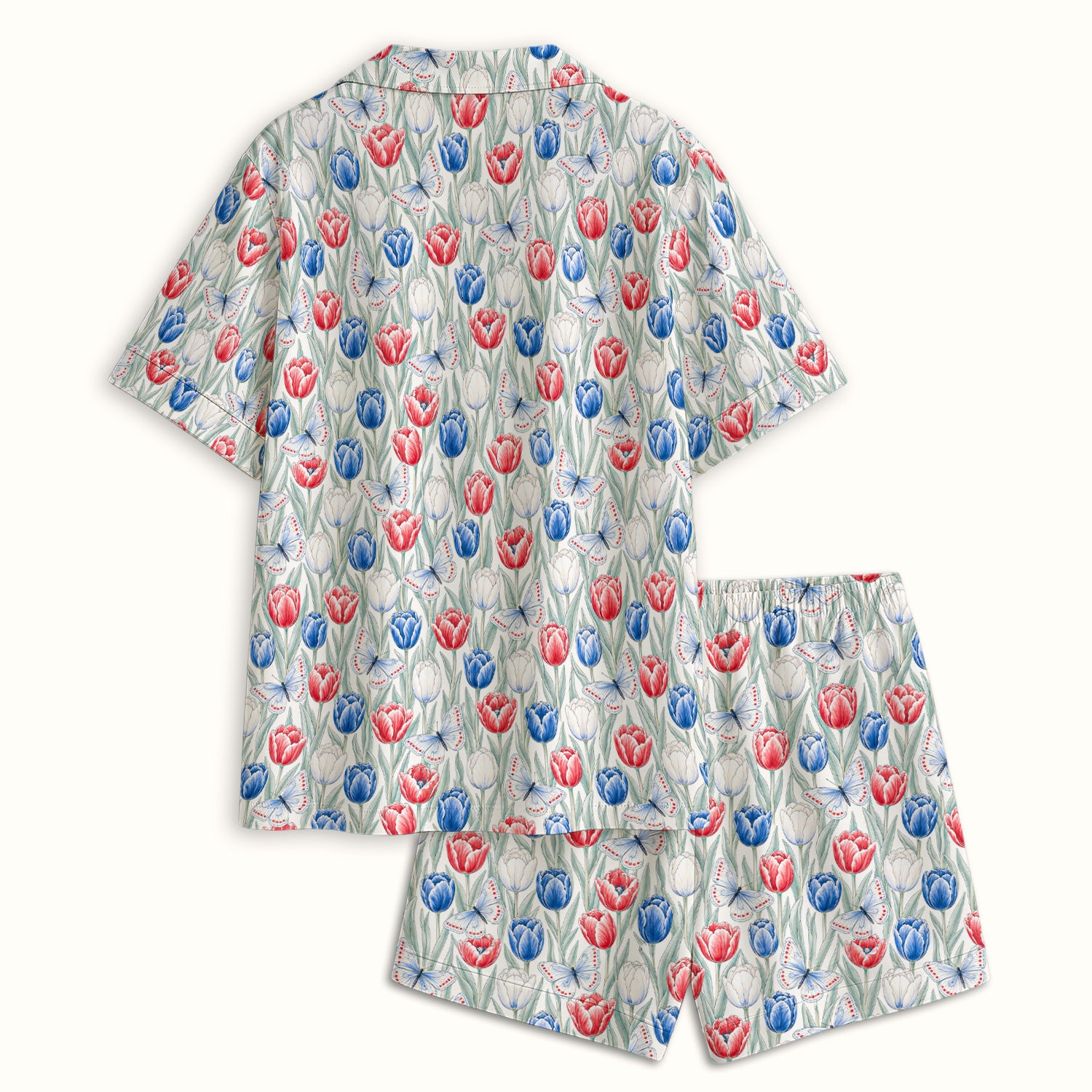 Patriotic Tulip Butterfly Nurse for RN, CNA, Healthcare Workers Pajama Set, Soft Breathable Fabric Comfortable Sleepwear