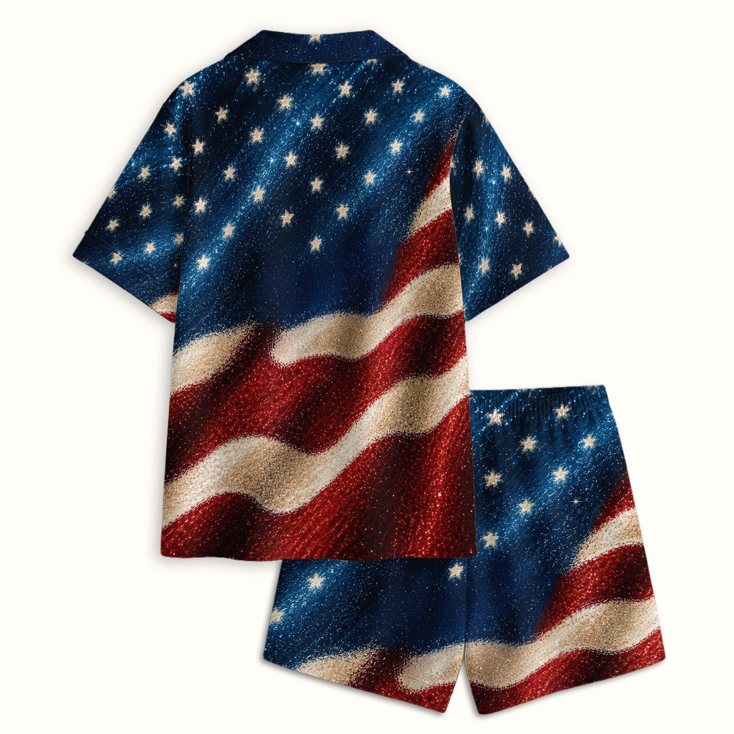 Festive American Flag 250 Years Pattern Pajama Set, Soft Breathable Fabric Comfortable Sleepwear