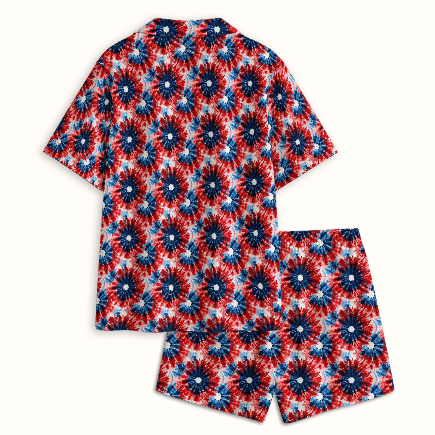 Festive Nurse Tie Dye Firework Burst Pattern Pajama Set, Breathable Fabrics Uniform