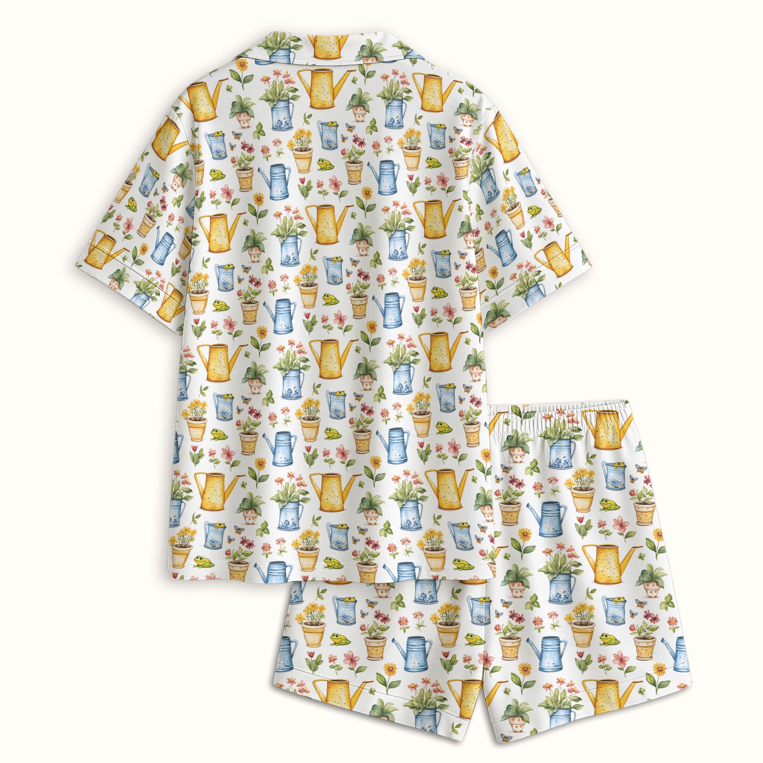 Watering Can and Flower Pot Garden Pajama Set, Breathable Fabrics Uniform