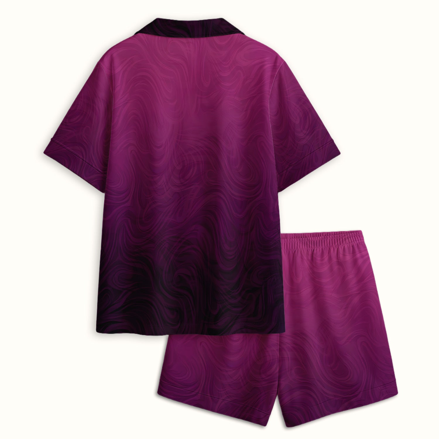 Abstract Swirl Ombre Pattern Pajama Set, Soft Breathable Fabric Comfortable Sleepwear